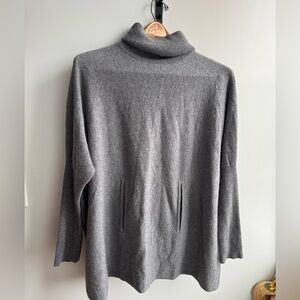 Garnet Hill Cashmere Wool Blend Gray Turtleneck Sweater